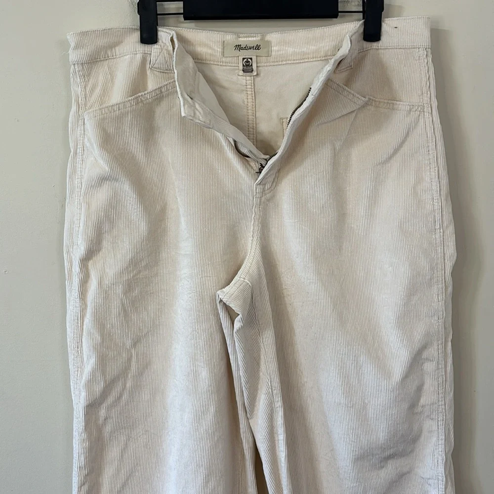 Madewell Emmett 2.0 Wide-Leg Pants in Corduroy Antique Cream Size 12 - Picture 7 of 13